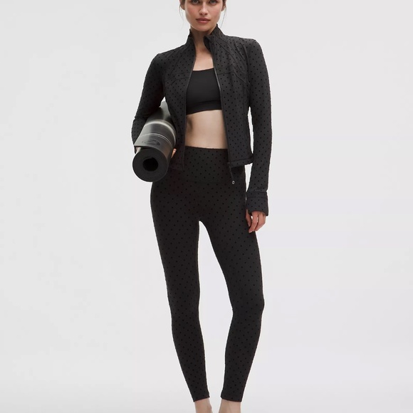 LULULEMON ALIGN HIGH-RISE PANT 25" POLKA DOT FLOCKED BLACK SIZE 6 NEW - Picture 2 of 6